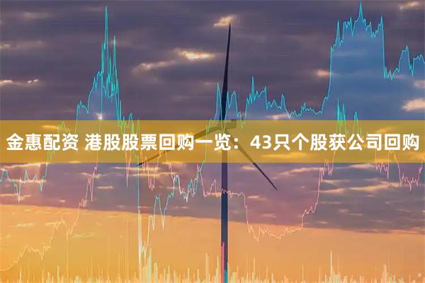 金惠配资 港股股票回购一览：43只个股获公司回购